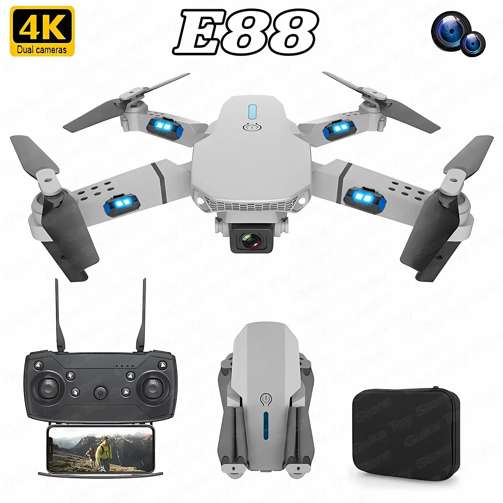Drone Rc Holder - E88 프로 와이파이 FPV 드론, 광각
